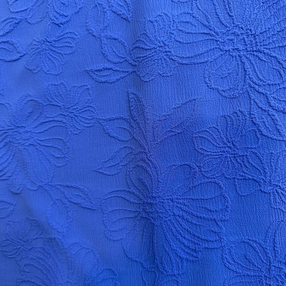 Tommy Hilfiger Womens 12 Cobalt Blue Floral Jacquard Puff Sleeve Sheath Dress - Picture 7 of 8